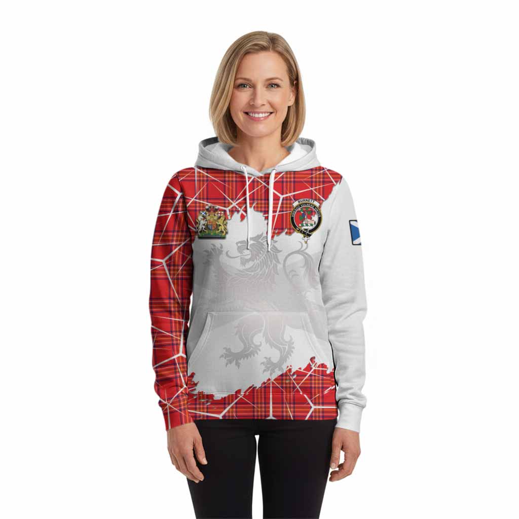 Burnett Tartan Hoodie with Family Crest and Lion Rampant Grunge Style