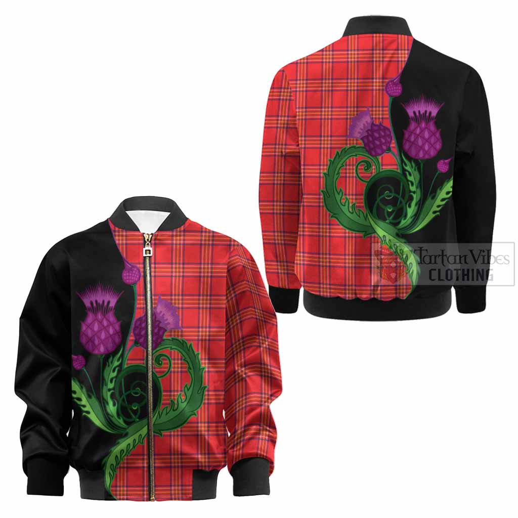 Burnett Tartan Kid Bomber Jacket Traditional Scottish Thistle