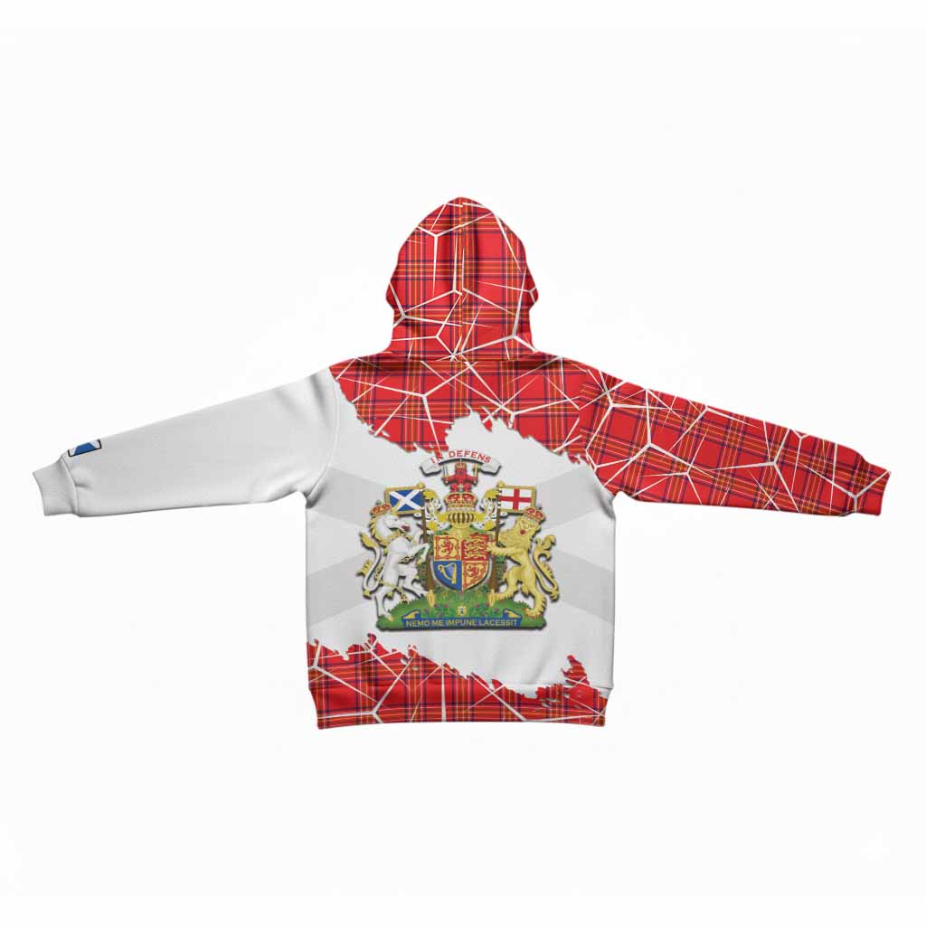 Burnett Tartan Kid Hoodie with Family Crest and Lion Rampant Grunge Style