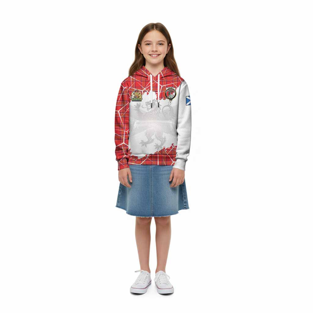 Burnett Tartan Kid Hoodie with Family Crest and Lion Rampant Grunge Style