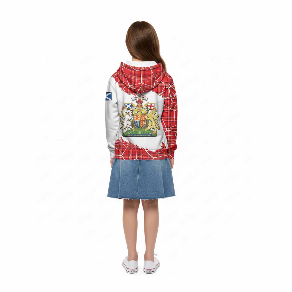 Burnett Tartan Kid Hoodie with Family Crest and Lion Rampant Grunge Style