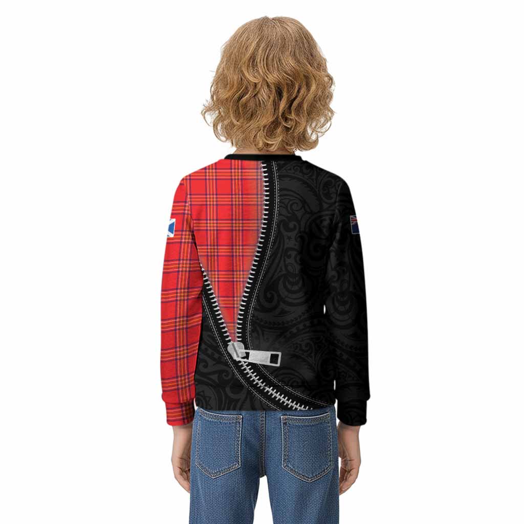 Burnett Tartan Kid Knitted Sweatshirt New Zealand Pattern Unique Zipper Stylized