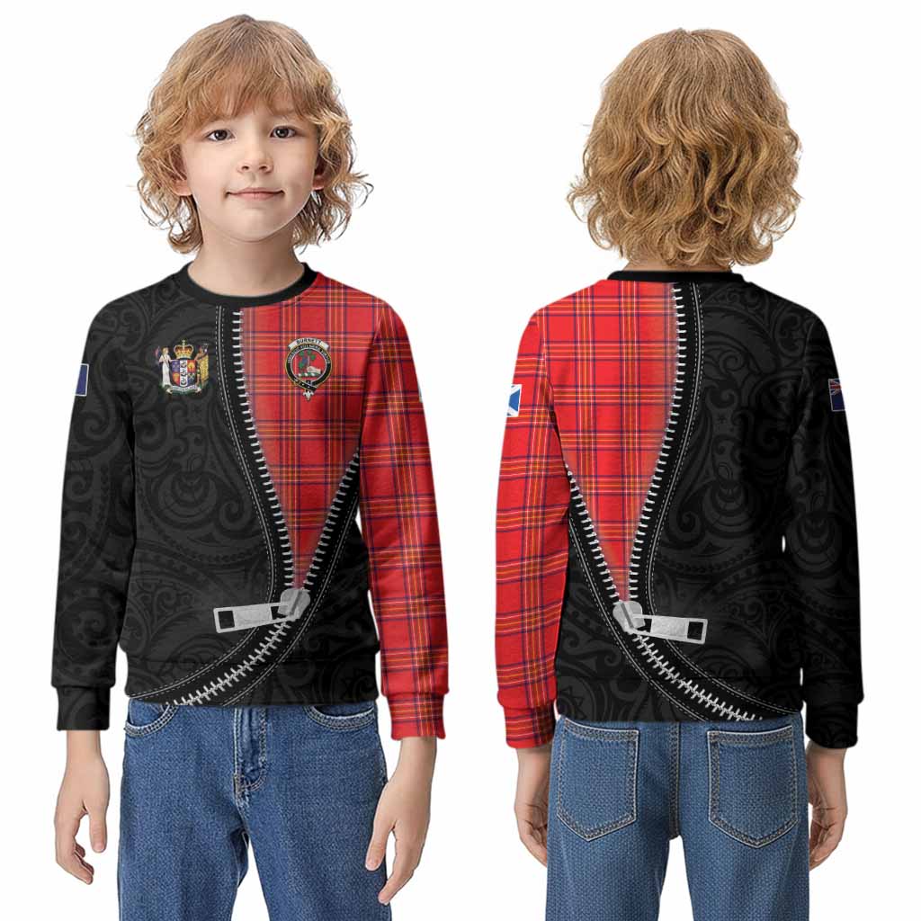 Burnett Tartan Kid Knitted Sweatshirt New Zealand Pattern Unique Zipper Stylized