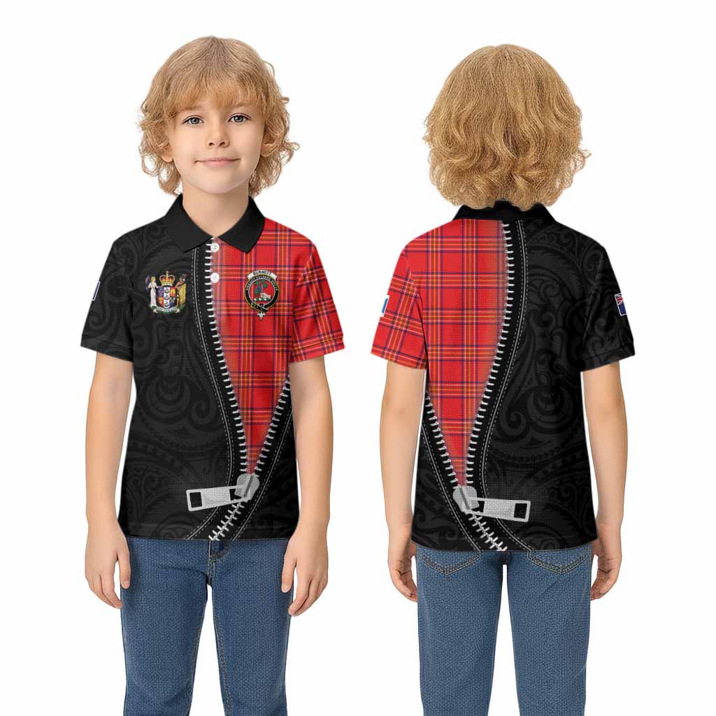Burnett Tartan Kid Polo Shirt New Zealand Pattern Unique Zipper Stylized