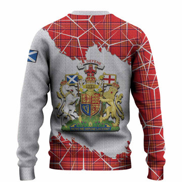 Burnett Tartan Knitted Sweater with Family Crest and Lion Rampant Grunge Style