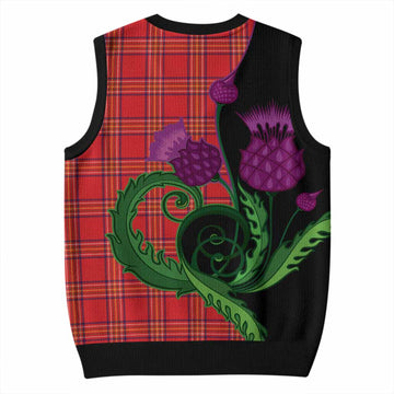 Burnett Tartan Knitted V-Neck Vest Traditional Scottish Thistle