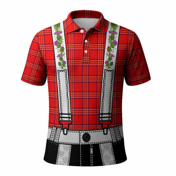 Burnett Tartan Lederhosen Costume Polo Shirt Scotland Thistle Floral