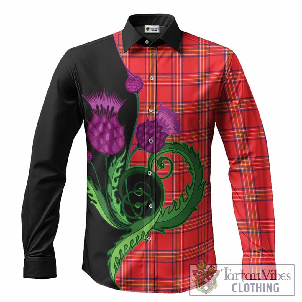 Burnett Tartan Long Sleeve Button Shirts Traditional Scottish Thistle