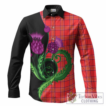Burnett Tartan Long Sleeve Button Shirts Traditional Scottish Thistle