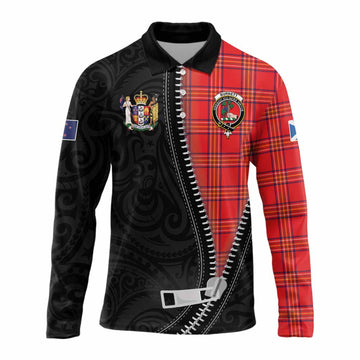 Burnett Tartan Long Sleeve Polo Shirt New Zealand Pattern Unique Zipper Stylized