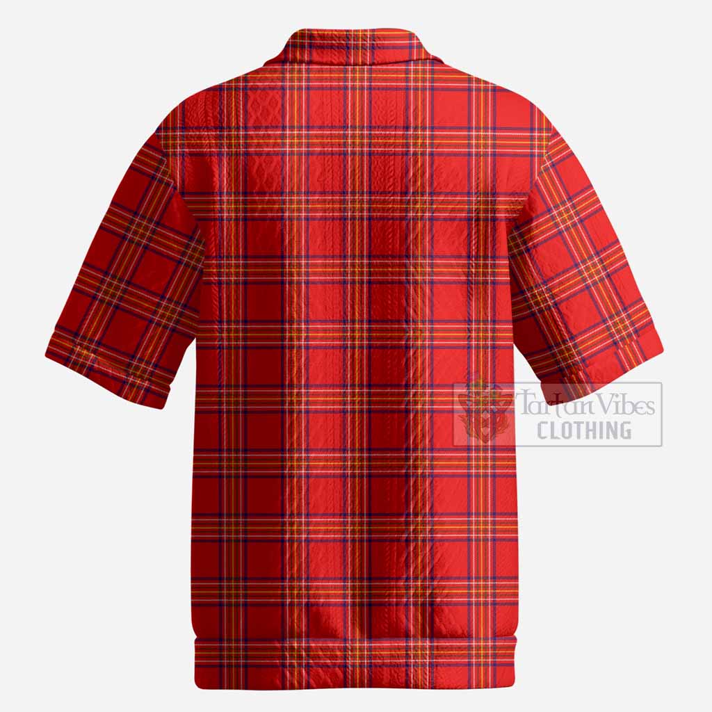 Burnett Tartan Men’s Polo Sweater Top with Family Crest