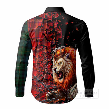Burnett Tartan Mighty Lion Long Sleeve Button Shirts Explosion Flying Pieces