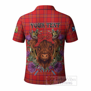 Burnett Tartan Polo Shirt Scottish Thistle Heilan Coo