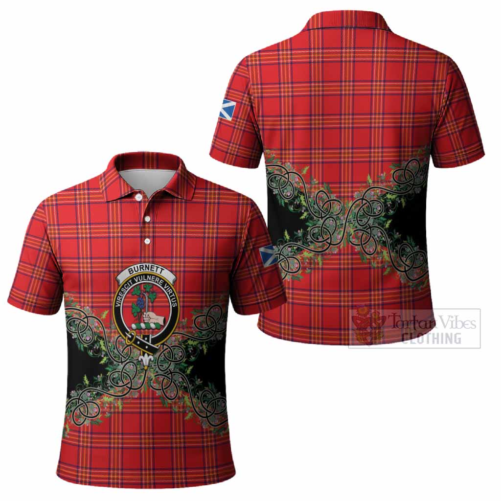 Burnett Tartan Polo Shirt Thistle Scottish Spirit