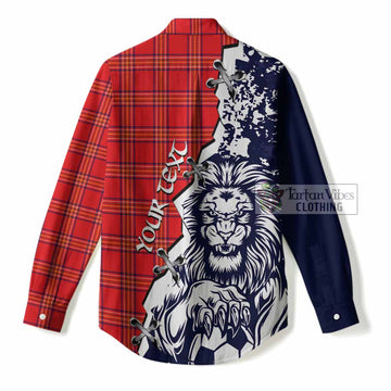 Burnett Tartan Scottish Women Casual Shirt Angry Lion With Soccer Ball Style