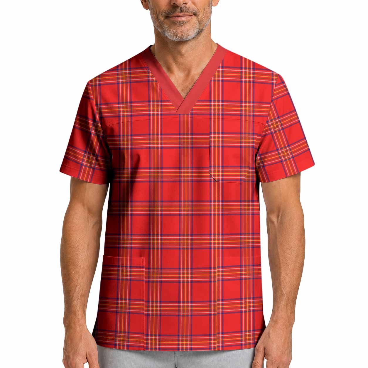 Burnett Tartan Scrub Top XL - Tartan Vibes Clothing