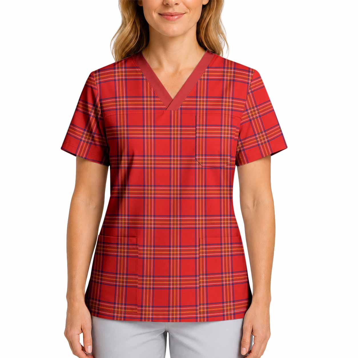 Burnett Tartan Scrub Top 4XL - Tartan Vibes Clothing