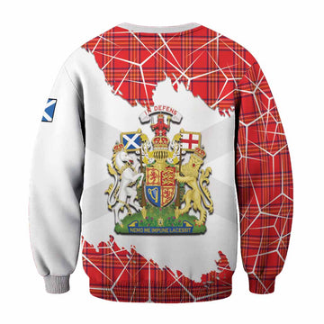 Burnett Tartan Sweatshirt with Family Crest and Lion Rampant Grunge Style