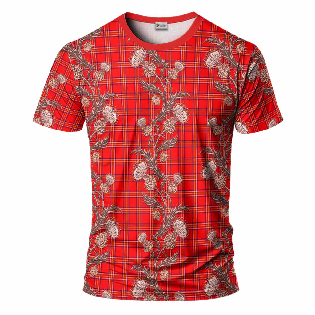 Burnett Tartan T-Shirt Seamless Scottish Thistle Flowers