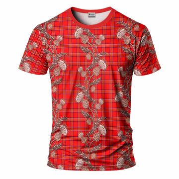 Burnett Tartan T-Shirt Seamless Scottish Thistle Flowers