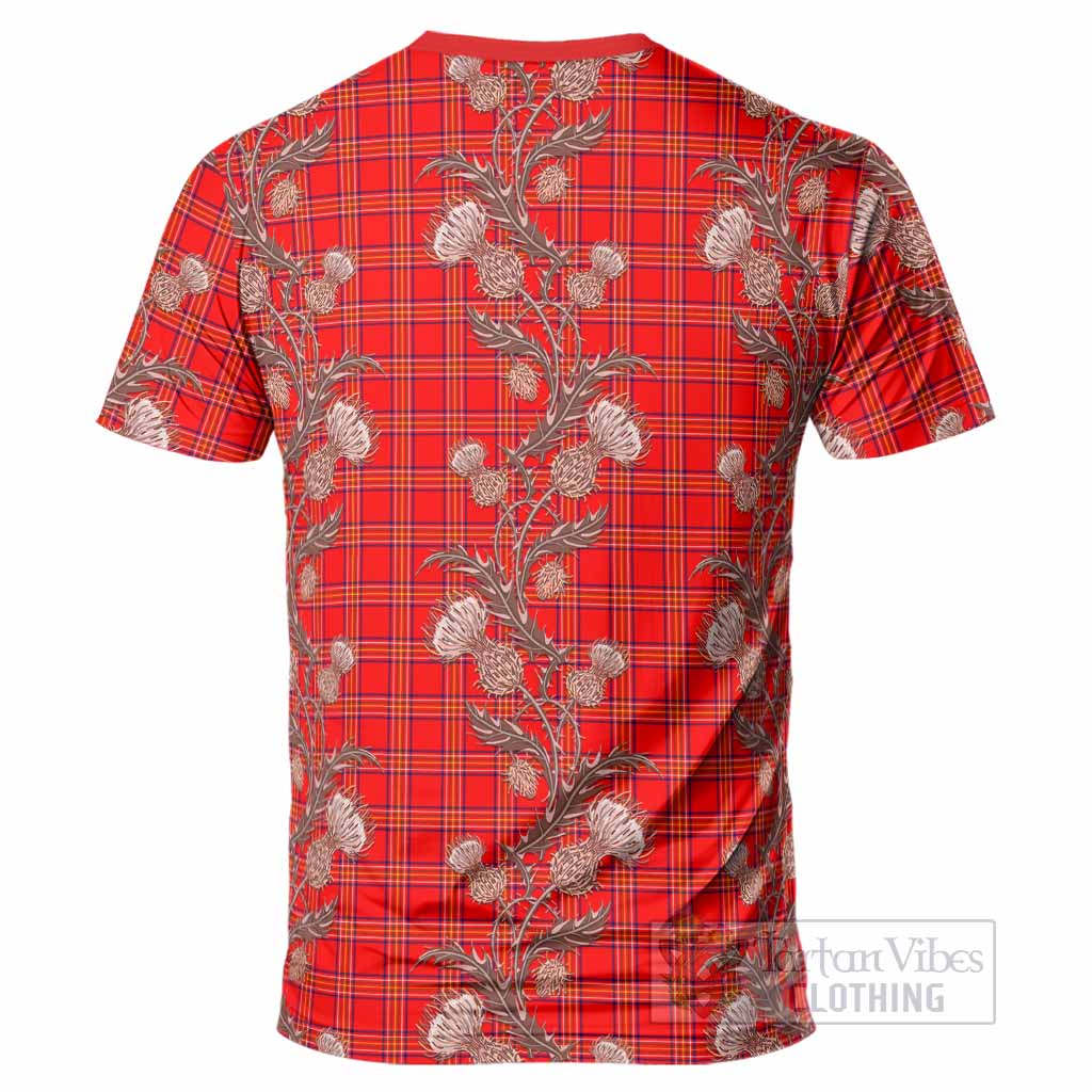 Burnett Tartan T-Shirt Seamless Scottish Thistle Flowers