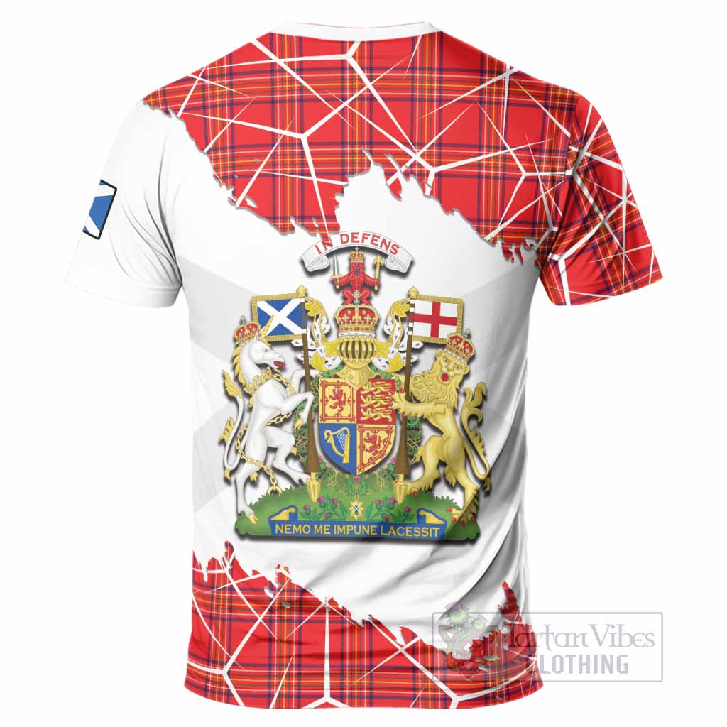 Burnett Tartan T-Shirt with Family Crest and Lion Rampant Grunge Style