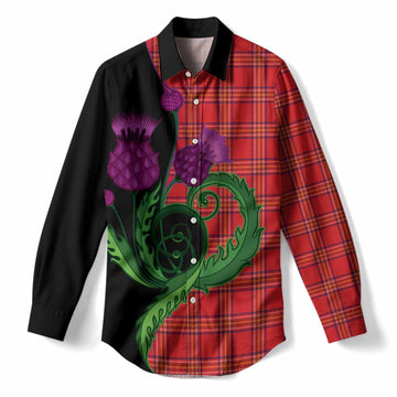 Burnett Tartan Women Casual Shirt Traditional Scottish Thistle