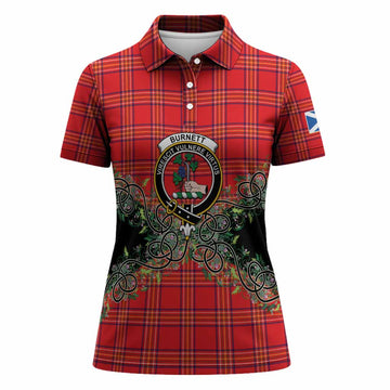 Burnett Tartan Women Polo Shirt Thistle Scottish Spirit