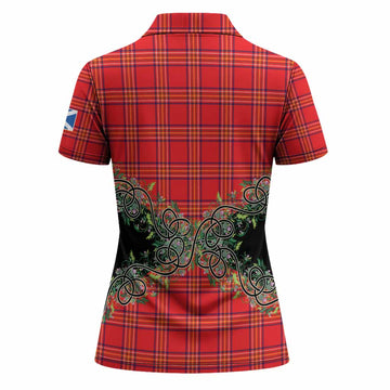 Burnett Tartan Women Polo Shirt Thistle Scottish Spirit