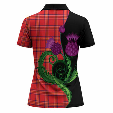 Burnett Tartan Women Polo Shirt Traditional Scottish Thistle