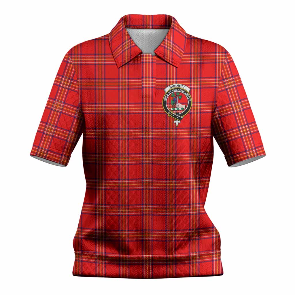Burnett Tartan Women’s Polo Sweater Top with Family Crest