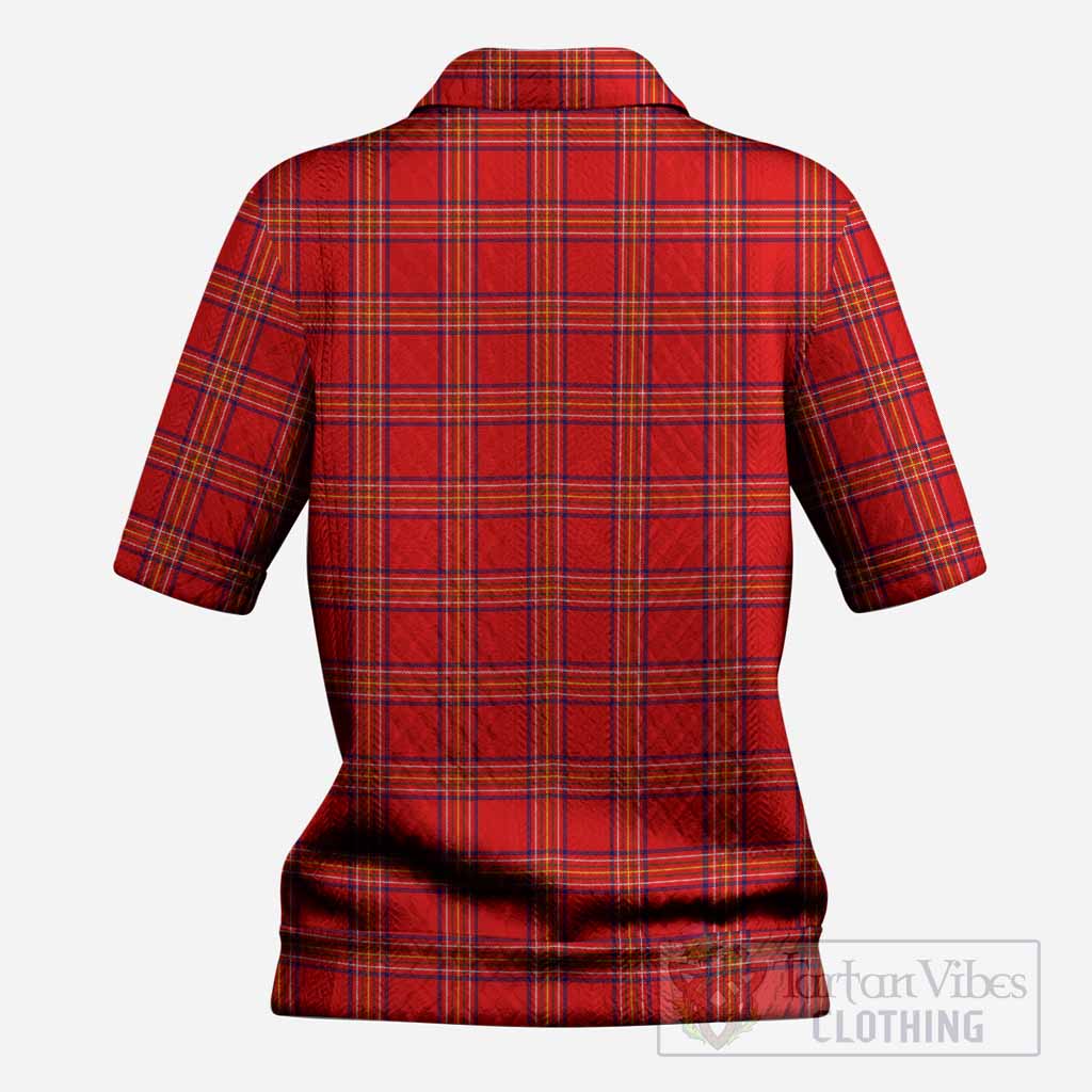 Burnett Tartan Women’s Polo Sweater Top with Family Crest