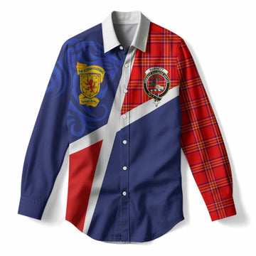 Burnett The Scottish Football Crest Women Casual Shirt Lion-Tartan Army