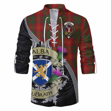 Tartan Vibes Clothing Burns Tartan Family Crest Ghillie Kilt Shirt Lion Rampant Royal Thistle Shield Celtic Inspired