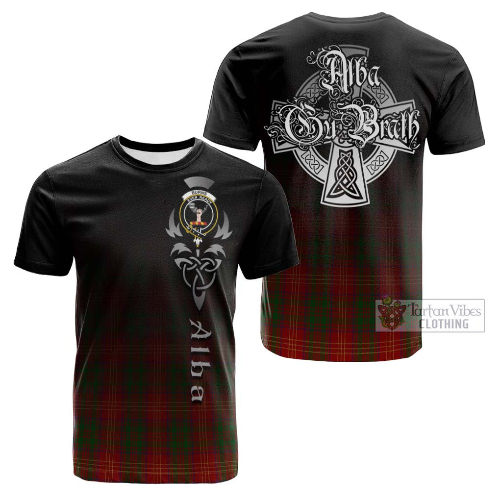 Tartan Vibes Clothing Burns Tartan Cotton T-shirt Featuring Alba Gu Brath Family Crest Celtic Inspired