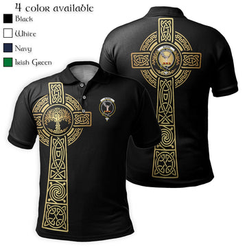 Burns Clan Polo Shirt with Golden Celtic Tree Of Life