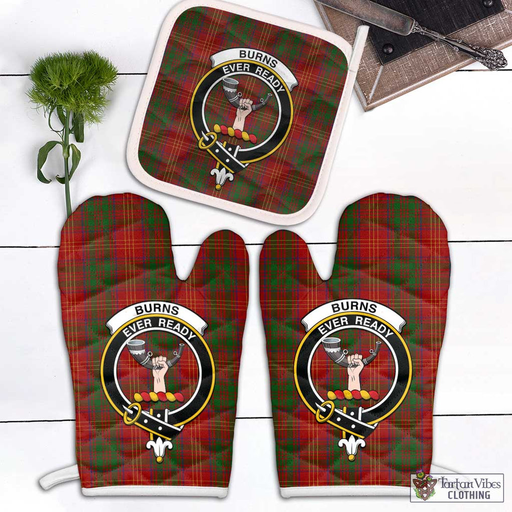 Burns Tartan Combo Oven Mitt & Pot-Holder with Family Crest Combo 1 Oven Mitt & 1 Pot-Holder White - Tartan Vibes Clothing