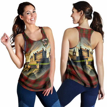 Tartan Vibes Clothing Burns Tartan Family Crest Women's Racerback Tanks with Scottish Ancient Castle Style