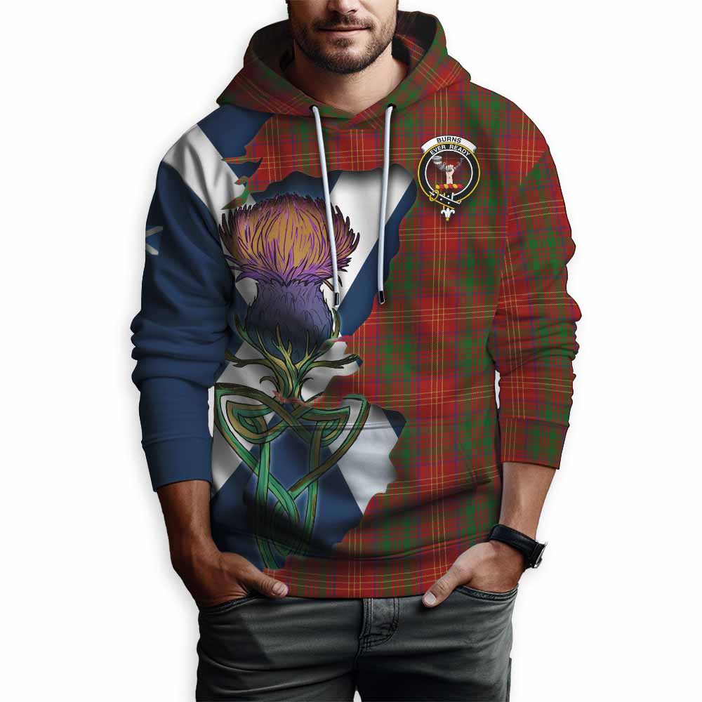 Tartan Vibes Clothing Burns Tartan Family Crest Hoodie Scottish Thistle Celtic Inspired