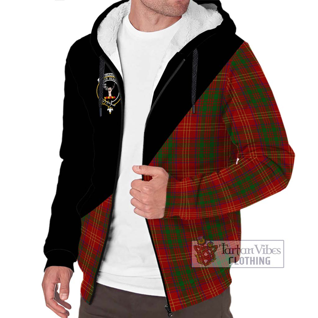 Burns Tartan Sherpa Hoodie with Family Crest and Military Logo Style Unisex S - Tartanvibesclothing Shop