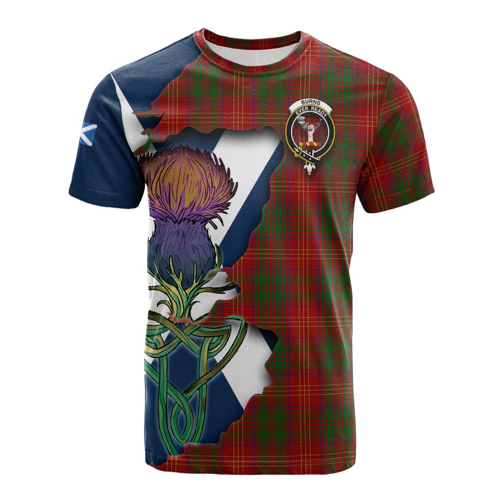 Tartan Vibes Clothing Burns Tartan Family Crest Cotton T-shirt Scottish Thistle Celtic Inspired