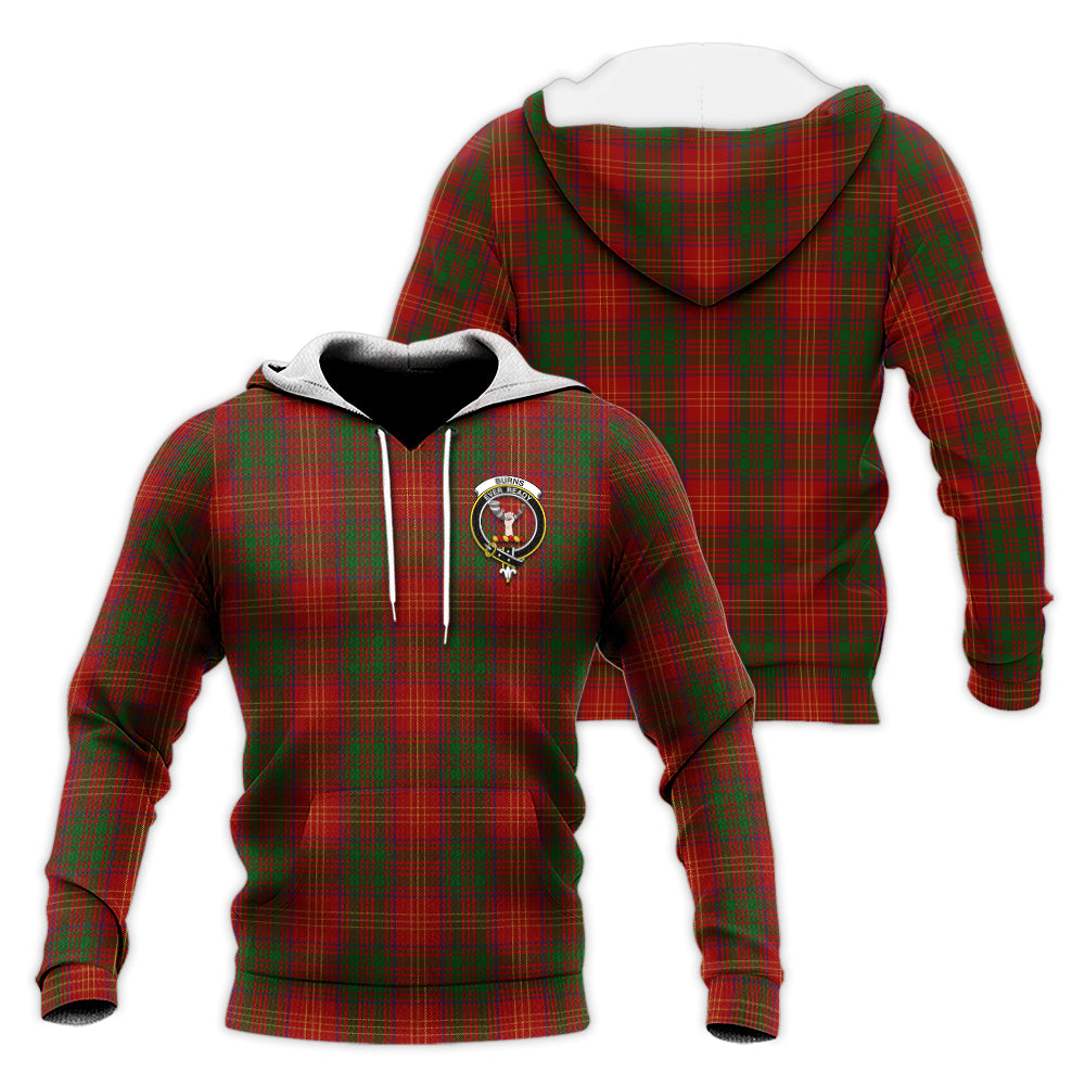 Burns Tartan Knitted Hoodie with Family Crest Unisex Knitted Hoodie