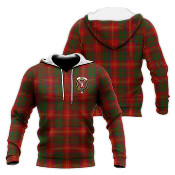 Burns Tartan Knitted Hoodie with Family Crest