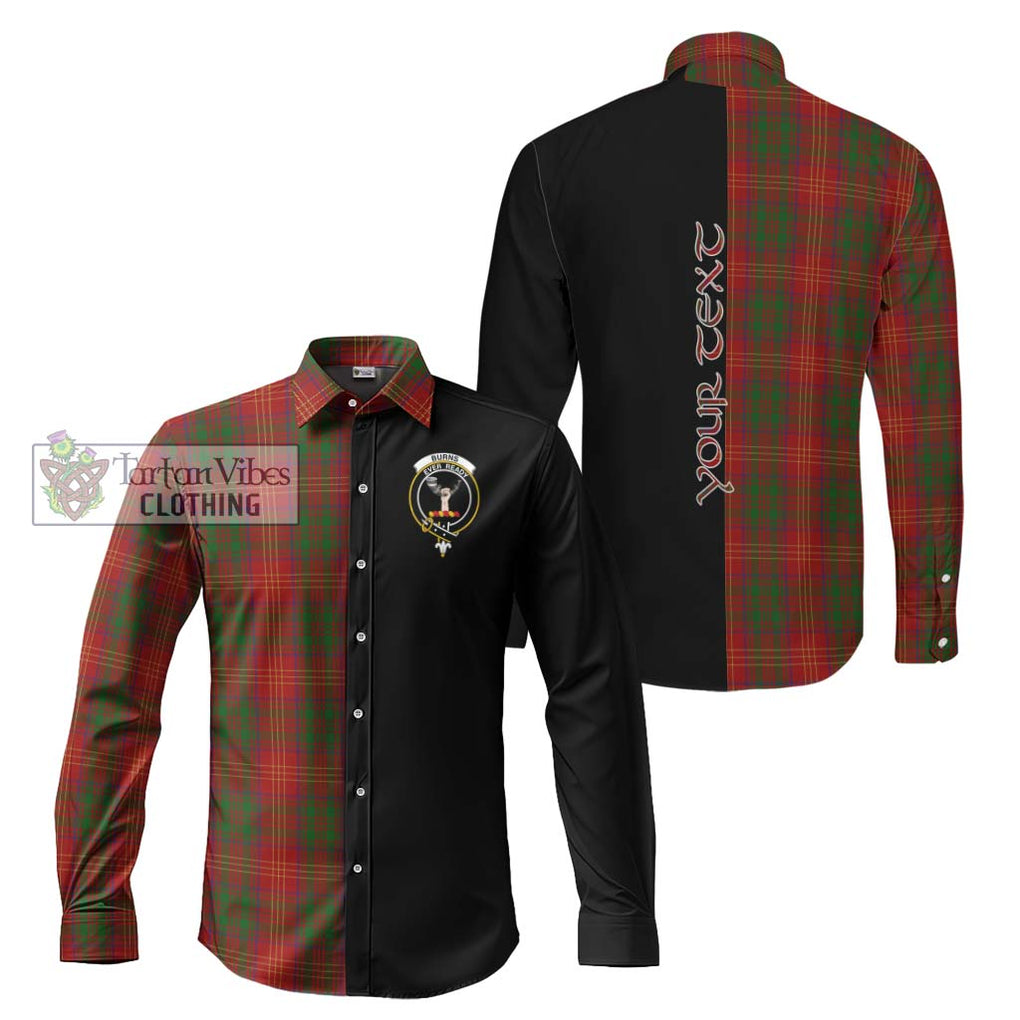 Burns Tartan Long Sleeve Button Shirt with Family Crest and Half Of Me Style Men's Shirt S - Tartanvibesclothing Shop