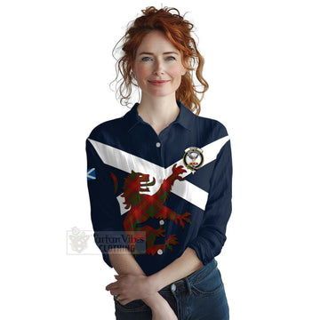 Tartan Vibes Clothing Burns Tartan Lion Rampant Women's Casual Shirt Proudly Display Your Heritage with Alba Gu Brath and Clan Name