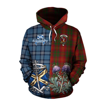 Tartan Vibes Clothing Burns Tartan Cotton Hoodie Happy St. Andrew's Day Half Tartan Style