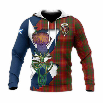 Burns Tartan Family Crest Knitted Hoodie Scottish Thistle Celtic Inspired
