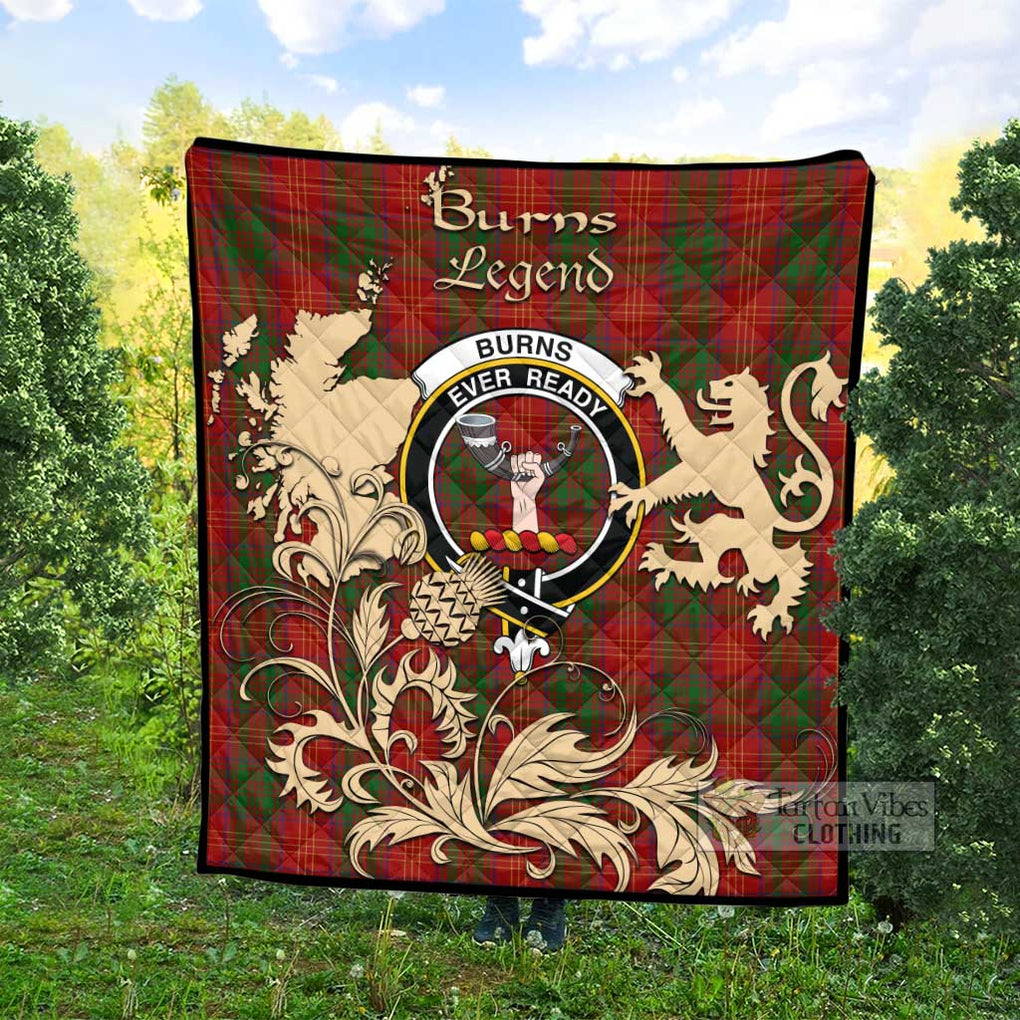 Tartan Vibes Clothing Burns Tartan Quilt with Family Crest and Scottish Symbol Style