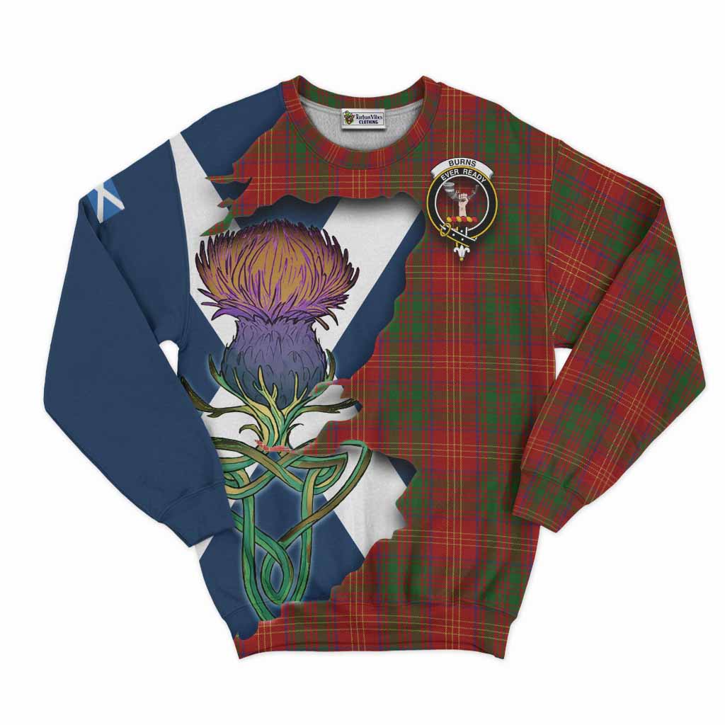 Tartan Vibes Clothing Burns Tartan Family Crest Sweatshirt Scottish Thistle Celtic Inspired