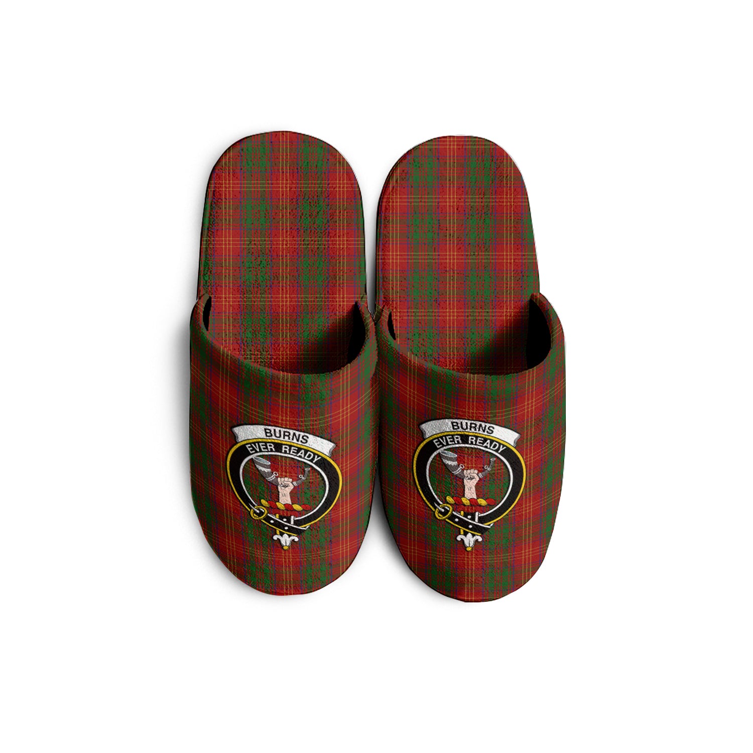 Burns Tartan Home Slippers with Family Crest - Tartanvibesclothing